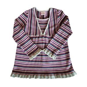 Hanna Andersson Sweater Cottage Boho Retro Ruffle Stripe Top Girls 130 8 Yr